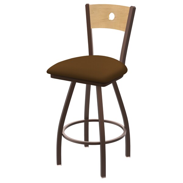 36" Swivel Counter Stool, Black Wrinkle, Nat Back, Canter Thatch Seat
